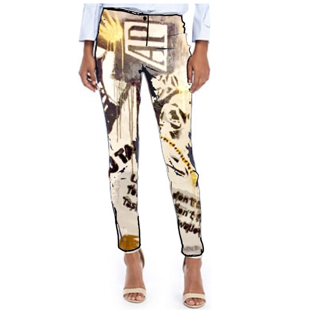Skinny Stretch Slim Cut Pant ZIP Pocket Art